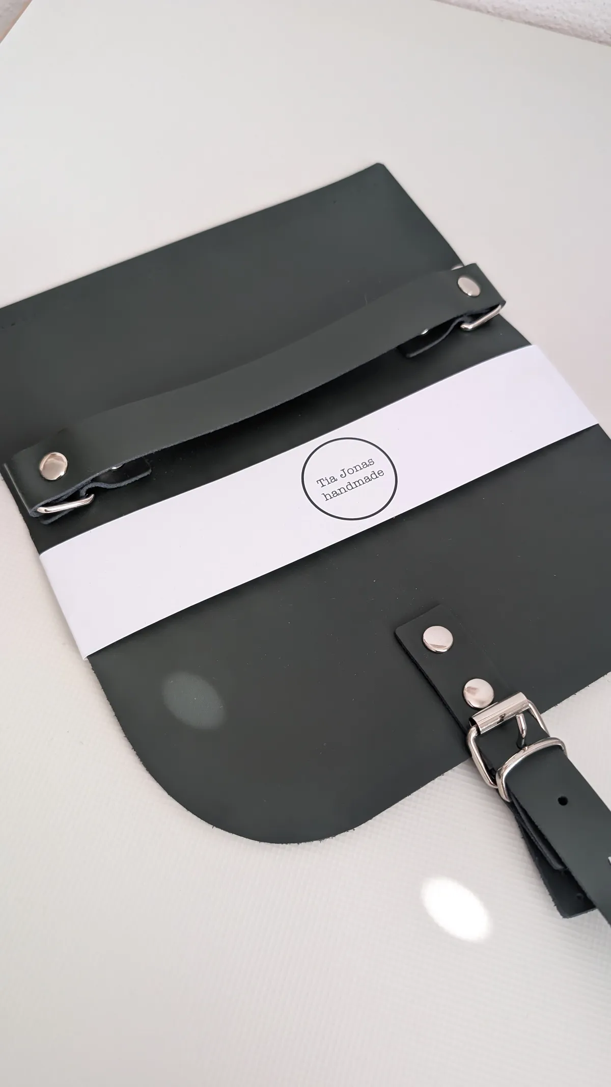 Leather handbag flap