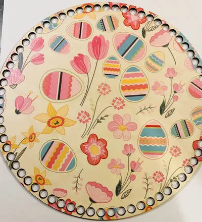 Wooden basket base Ø30 cm – Easter motif I