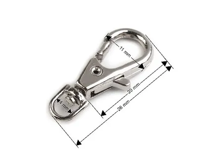 Metal carabiner with 4 mm strap slot