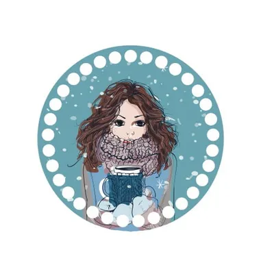 Wooden basket lid Ø15 cm – Young lady