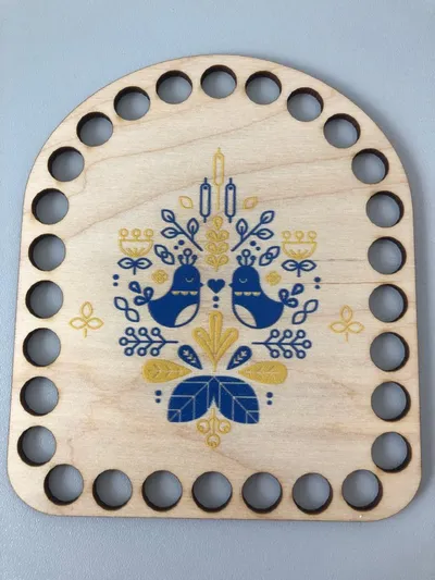 Wooden set for handbag – Blue birds