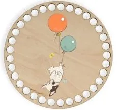 Wooden crochet base – Puppy with balloons