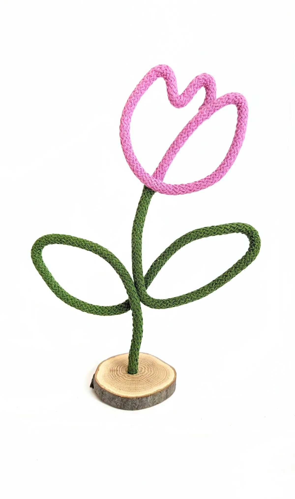 DIY set for making two-colour wire and cord flowers on a wooden disc – 2 pcs