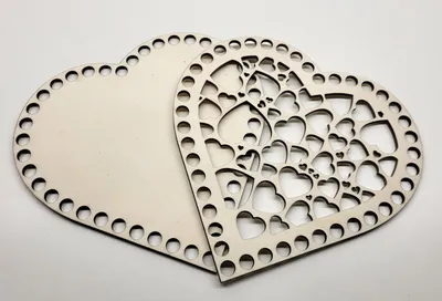 Wooden crochet set Ø20 cm – Heart, Valentine's edition