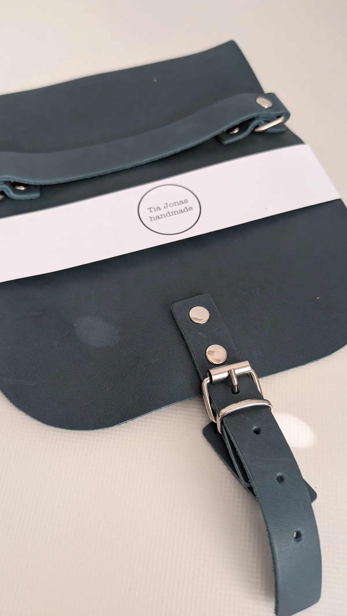 Leather handbag flap