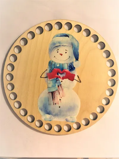 Wooden set for crocheted basket – Snowman
