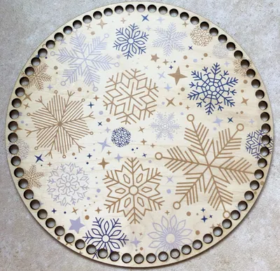Wooden basket base Ø30 cm – Christmas motif VI