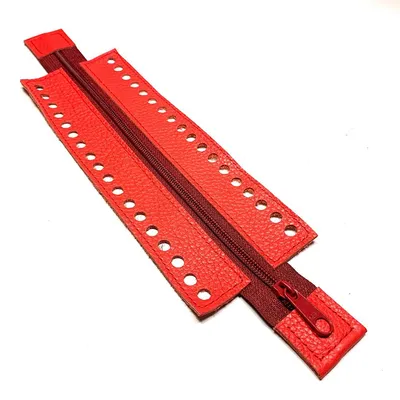 Leather zipper for handbag