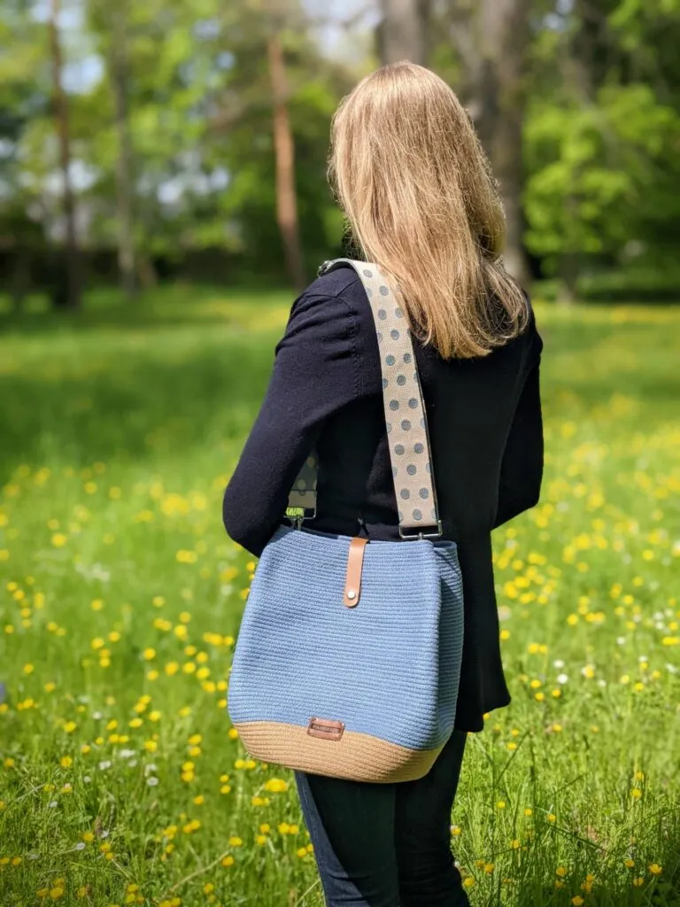 handbag sewn from sewing cord