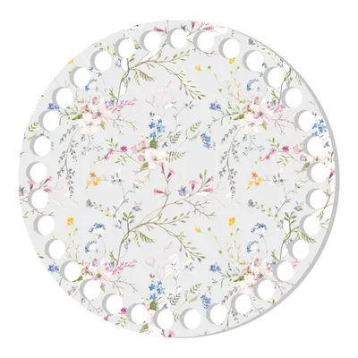 Wooden basket lid Ø15 cm – Summer flowers