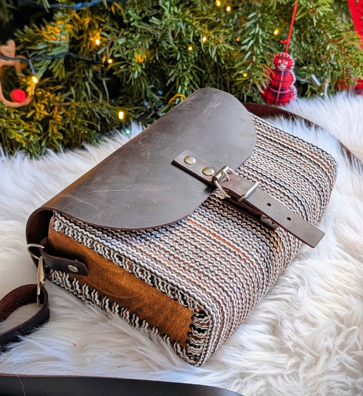 Leather handbag flap