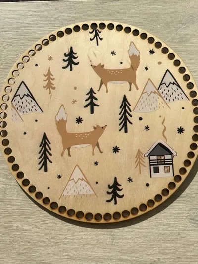 Wooden basket base Ø30 cm – Christmas motif II