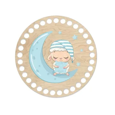 Wooden basket lid Ø15 cm – Dreamer – blue