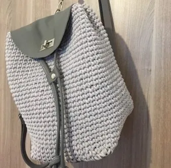 Crocheted Backpack with Leather Accessories – 18