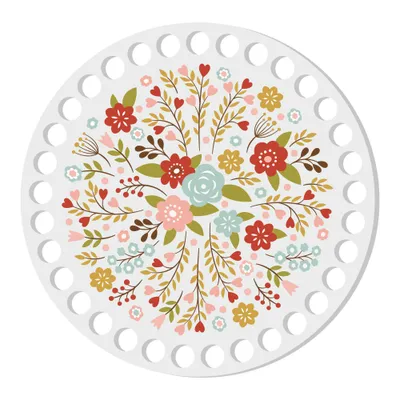 Wooden basket lid Ø15 cm – Meadow flowers