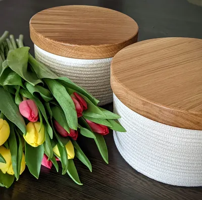 Basket lid from solid oak Ø20 cm