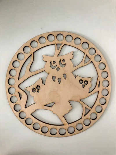 Wooden set for crocheted basket – Owls