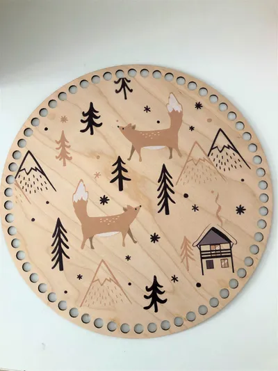 Wooden basket base Ø30 cm – Christmas motif X