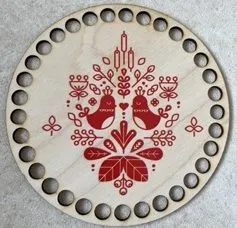 Wooden basket lid Ø15 cm – Red folk