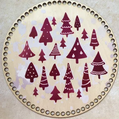 Wooden basket base Ø30 cm – Christmas motif IV