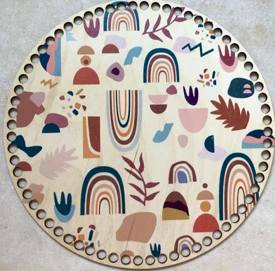 Wooden basket base Ø30 cm – Christmas motif V