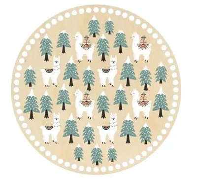 Wooden basket base Ø30 cm – Christmas motif Alpaca
