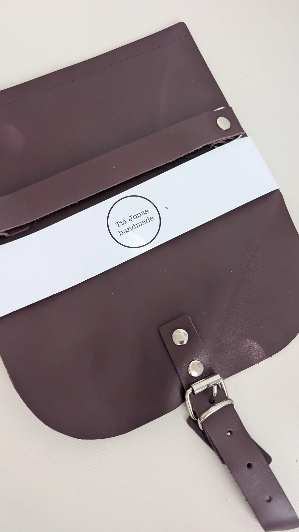 Leather handbag flap