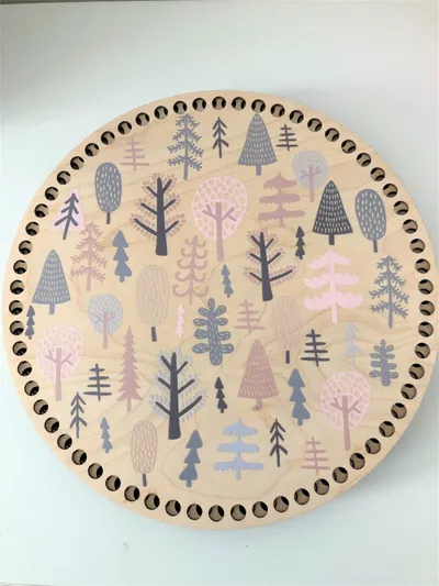 Wooden basket base Ø30 cm – Christmas motif IX