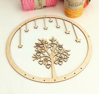 Wooden base for macramé decoration – Tree of life