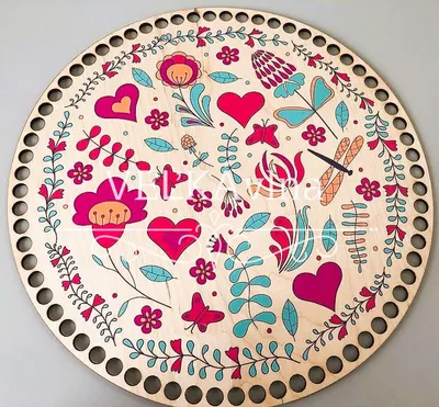 Wooden basket base Ø30 cm – Happiness