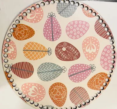 Wooden basket base Ø30 cm – Easter motif Tray of eggs
