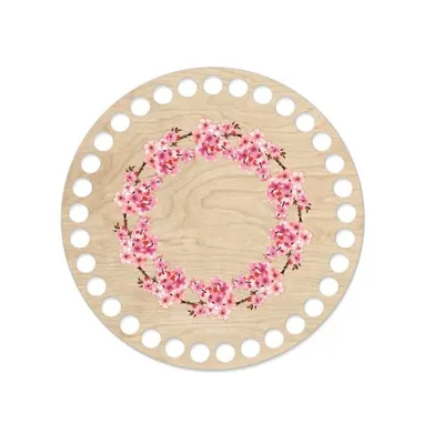 Wooden basket lid Ø15 cm – Wreath