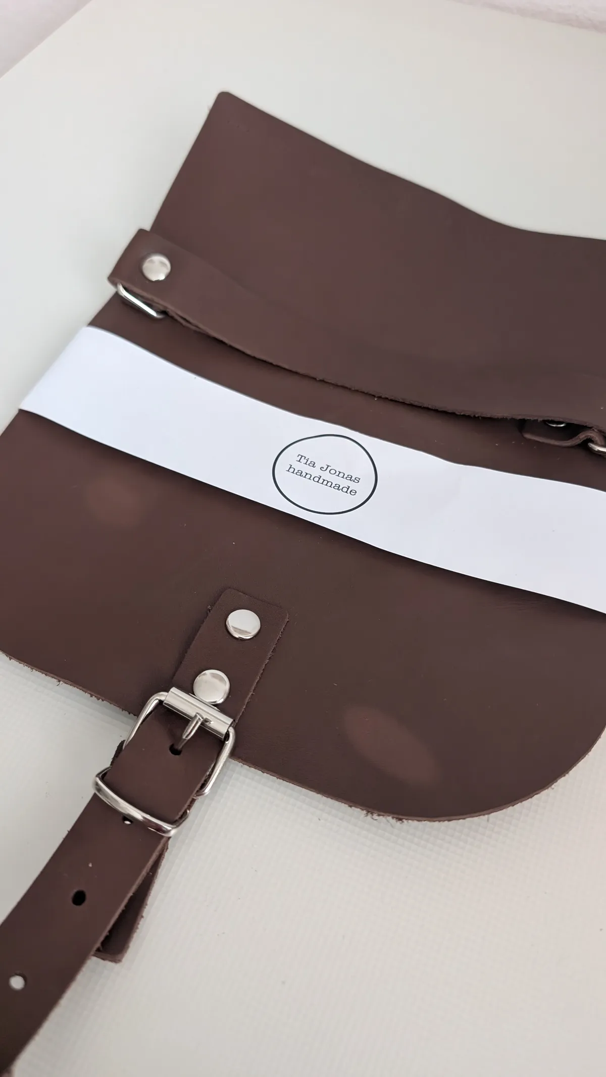 Leather handbag flap
