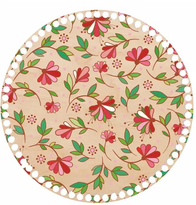 Wooden basket base Ø30 cm – Large flowers