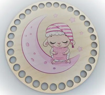 Wooden basket lid Ø15 cm – Dreamer, pink