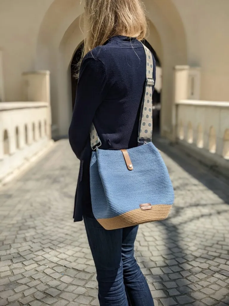 handbag sewn from cords