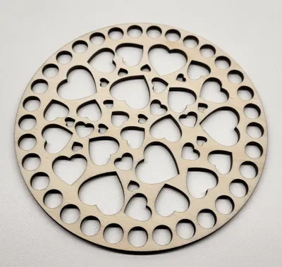 Wooden crochet base Ø15 cm – Circle, Valentine's edition