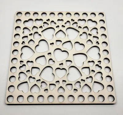 Wooden crochet base 17 × 17 cm – Square, Valentine's edition