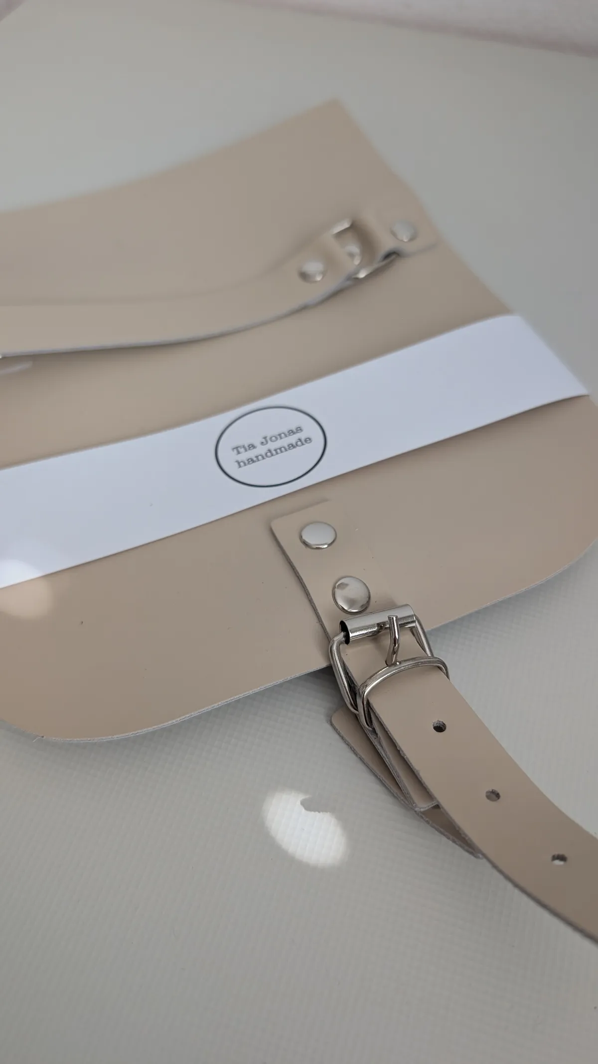 Leather handbag flap