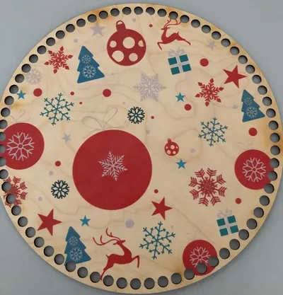 Wooden basket base Ø30 cm – Christmas motif Ornaments