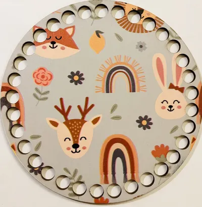 Wooden basket lid Ø15 cm – Rainbow II