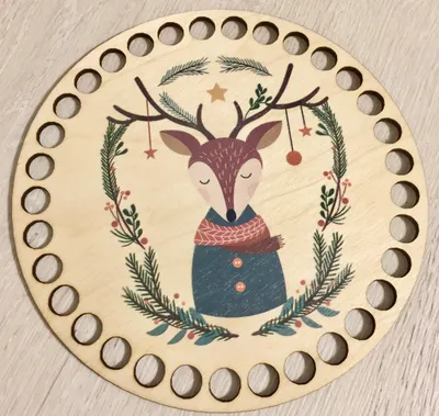 Wooden set for crocheted basket – Christmas deer