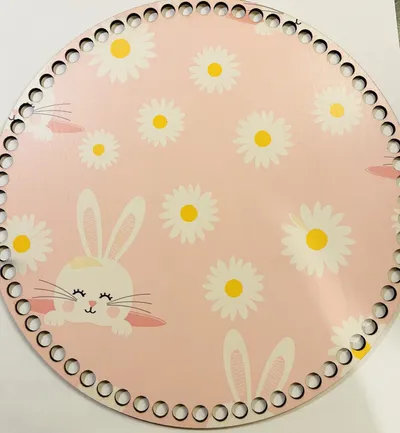 Wooden basket base Ø30 cm – Easter motif Pink motif