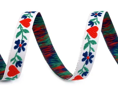 Folk ribbon, width 9 mm – white
