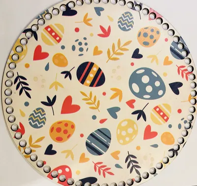 Wooden basket base Ø30 cm – Easter motif Motif mix