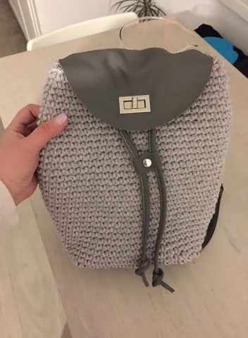 Crocheted Backpack with Leather Accessories – 16