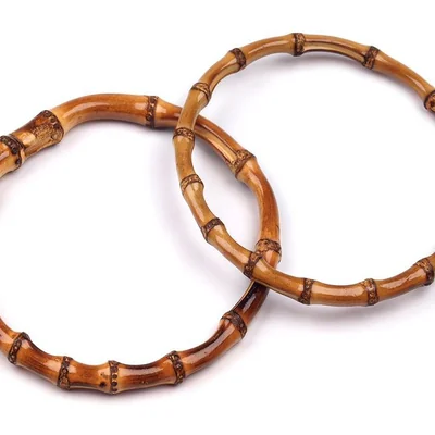 Bambusová ucha na tašky Ø15 cm Tmavé