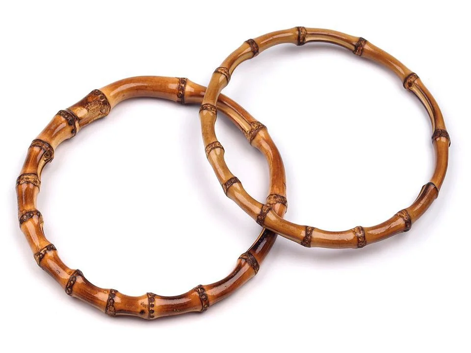 Bambusová ucha na tašky Ø15 cm Tmavé