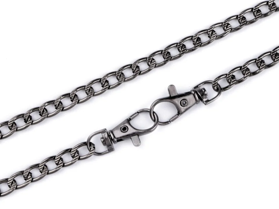 Retiazka na kabelky s reliéfom dĺžka 120cm ČIERNY NIKL