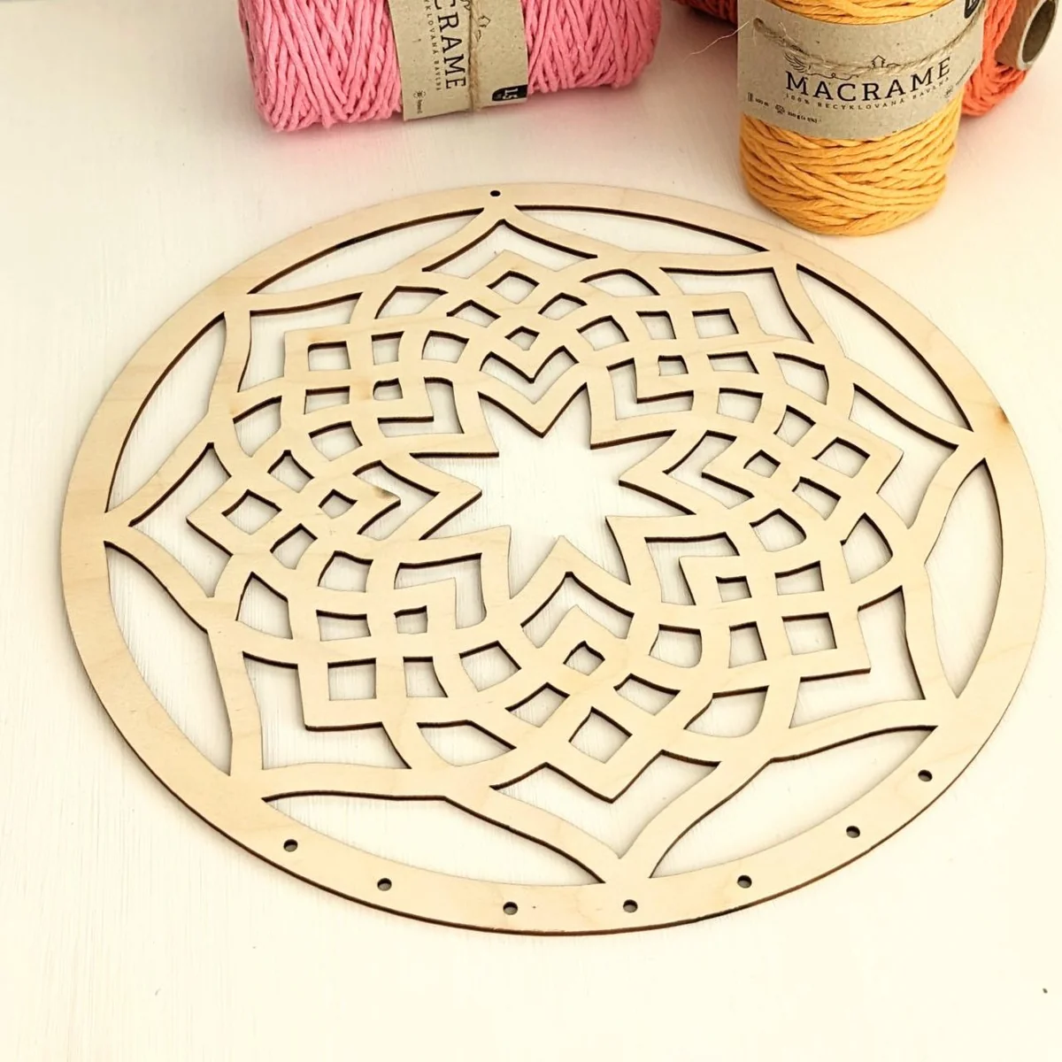 Drevený základ pre macramé závesnú dekoráciu